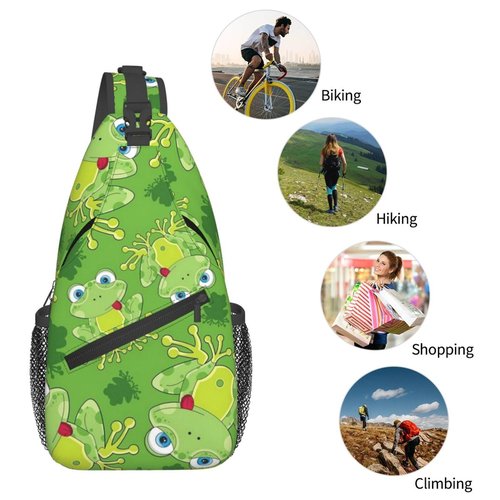 Krirteh Cute Frog Sling Bag For Women & Men - Fashion Cartoon Frogs Backpack, Crossbody & Shoulder Bag - Travel & Hiking Daypack