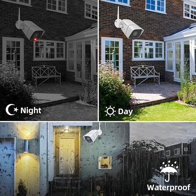 Security Camera System: firstrend Wireless Cameras for Home Security 1080P 8CH with 4 pcs 2MP Cam Full HD 1TB HDD 24/7 Recording Surveillance Night Vision Motion Alert APP CCTV