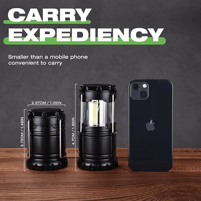 Lantern Collapsible Camping Light, Battery Operated Lanterns LED Super Bright for Power Outages Indoor Emergency Outdoor Camping Hiking Kit,6 Pack (COB-2)