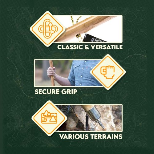 12' SE Survivor Series Black Paracord Hiking Stick - 440 lb Capacity, 55" Length
