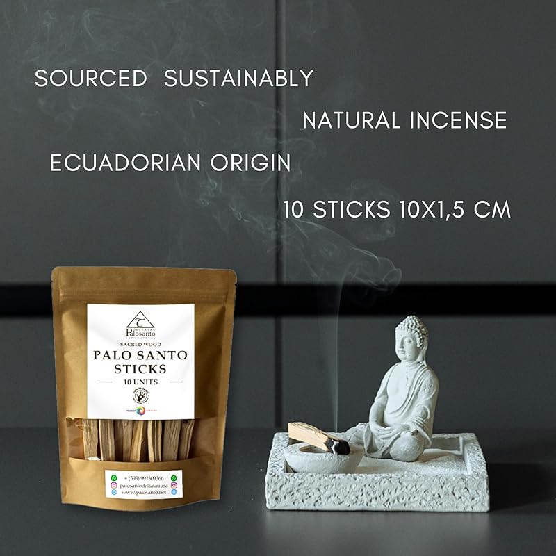 Premium Palo Santo Sticks - (3.00 Oz) Origin Ecuador | Wild Harvested | High Resin Wood | High-Quality Disinfected Sticks | 10 Sticks | Meditation | Yoga | Relaxation/Stress Relief