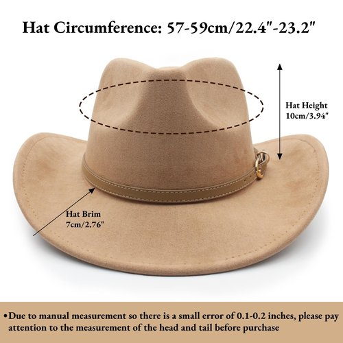 LIDHAY Wide Brim Felt Cowboy Hat for Women Men Western Suede Cowboy Cowgirl Hats 251 Camel