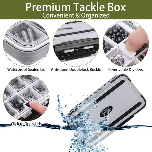 397 Pcs Fishing Accessories Kit Tools Include Backpack Fishing Tackle Box with Hooks Weights Sinkers Spinner Blade Gear(Simple Style,Khaki)