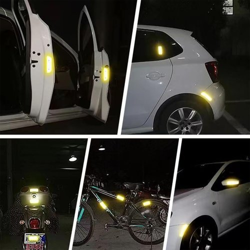 42Pcs Reflective Stickers, Reflective Helmet Bicycle Sticker, Driveway Reflectors, BikeReflective Tape, NightSafety Stickers for Bicycle, Motorcycle, Scooter, 8 Shapes (Fluorescent Yellow-Green)