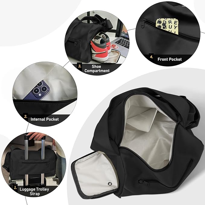 Small Gym Bag for Women Sports Duffel Bag with Shoes Compartment, Waterproof Travel Duffel Bag Carry on Bag Overnight Bag Weekender Bags for Workout Swimming Yoga Dance