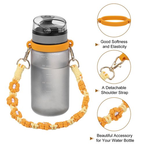 uxcell Water Bottle Carrier Holder with Strap, 190mm/7.5 Silicone Tumbler Holder Coffee Cup Holder Water Bottle Sleeve Bag for Camping Walking Hiking, Orange