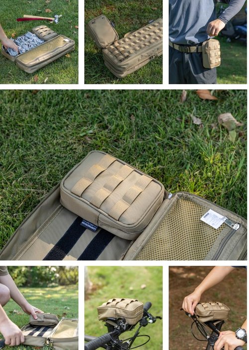 CAMPINGMOON Tactical Molle EDC Pouch L 4.9'' x W 2.4'' x H 6.7'' Camping Storage Side Pocket for Table Chair Cot Field Rack Coyote BG-15