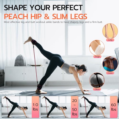 Ankle Resistance Bands with Cuffs, Women Workout for Home Gym, Glutes Exercise at Home, Ankle Strap for Cable Machines Women, Shaping The Perfect Butt. (Ankle Resistance Bands with Cuffs, Pink)