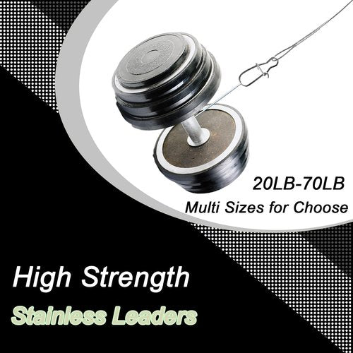 QISHUO Rigs Stainless Fishing Leader Steel High Strength Fishing Leader Saltwater Fishing Freshwater Wire Leaders Lures White Nickel, #4, 50lb, 11.8in, 30pcs