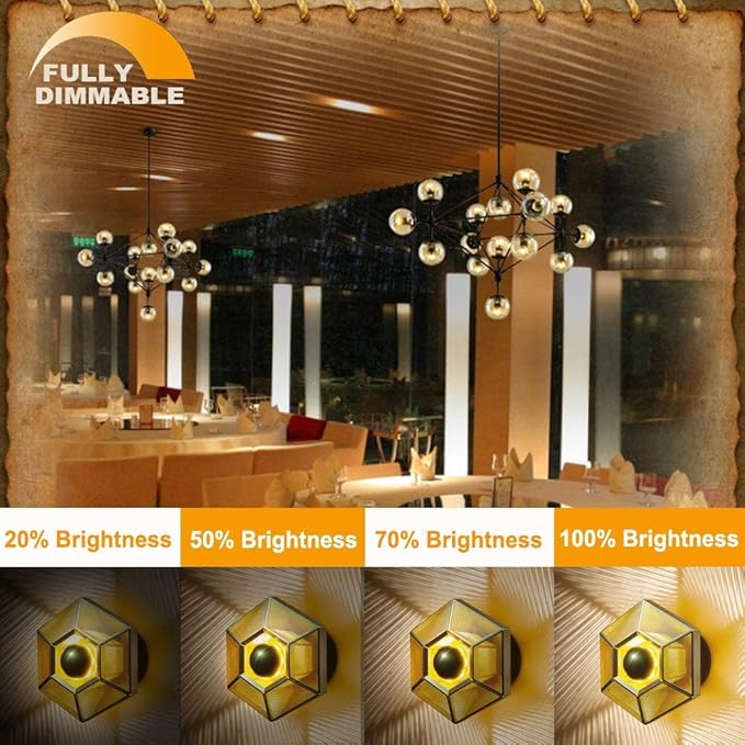 Half Gold Light Bulb Dimmable, 6W (Equivalent 60 Watt) G80/ G25 Globe Shape Decorative LED Light Bulb, 2700K Warm White Edison Bulb, Gold Tipped Mirror Bulb, E26 Base Pack of 2