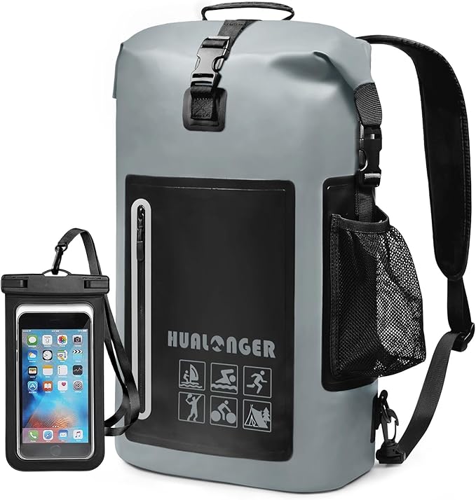 Waterproof Backpack 20L/30L/40L- Roll Top Closure Bag - Hiking Backpack - Lightweight Durable Floating Dry Bag with IPX8 Waterproof Phone Case