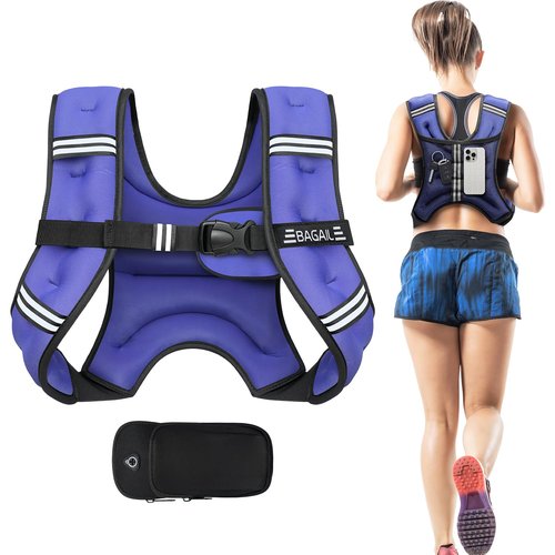BAGAIL Weighted Vest, 5lb Weight Vest with Detachable Phone Pouch, Rucking Vest for Women, Men, Walking, Weight Loss, Training, Running