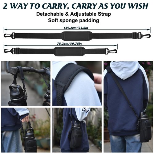 RUCHBA Water Bottle Holder with Strap Phone Pocket, Crossbody Carrier Sling Bag for YETI 18 24 26 32 36 40oz Cup Gym Hiking Travelling