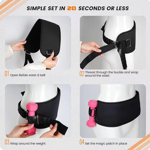 RASHIFY Hip Thrust Belt - Adjustable Fitness Belt for Dumbbells, Kettlebells, Weight Plates, Booty Trainer for Women, Glute Workout Equipment Slip-Resistant Padding for Hip Protection – Perfect for Gym, Home (Black)