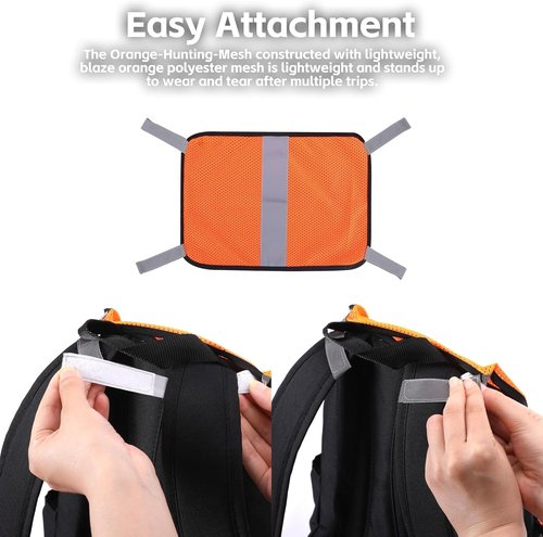 Watayo 6 Pcs Blaze Orange Safety Panel- 9 x 12 Inch Blaze Orange Panel Hunting Mesh- Orange Tent Backpack Cover Safety Panel with Reflective Strips for Field Hiking Camping Biking