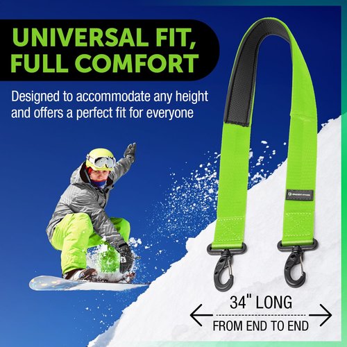 Gradient Fitness Boot Carrier Straps for Ski & Snowboard, Anti Slip Downhill Ski Straps Boot Carry, Shoulder Sling Tote Leash (Green)