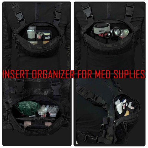 Tactical Backpack Insert Modular Organizers and Storage Pouch, 3 Piece EDC Elastic Bag Insert Pouch Panel Hook Backed Accessories Holder