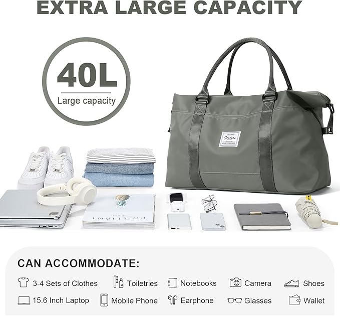 Travel Duffel Bag,Sports Tote Gym Bag,Shoulder Weekender Overnight Bag for Women