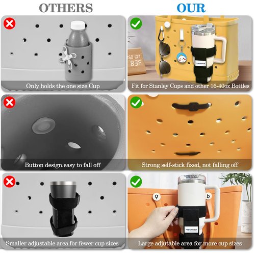MISHANIER 1 Pack Bogg Bag Cup Holder for Stanley/Owala/Yeti - Fits 16-40oz, Adjustable Accessories Compatible with All Bogg Bag and Simple Modern Beach Tote