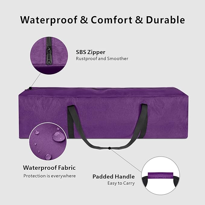 TOPDesign 46 Inch Extra Large Zippered Duffel Bag for Travel Camping Sports Equipment Storage, Waterproof Foldable Luggage Bag with Padded Handles