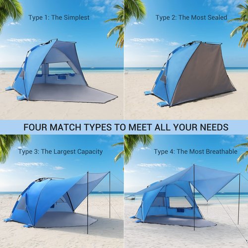 Elegear Beach Tent with 360° Removable Canopy + Portable Beach Tent with Canopy