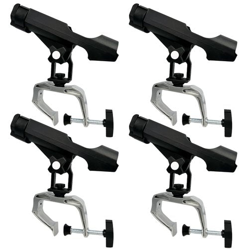 HiUmi Fishing Boat Rods Holder with Large Clamp Opening 360 Degree Adjustable Fishing Rod Racks Folding Holder (RH20-4Pack)