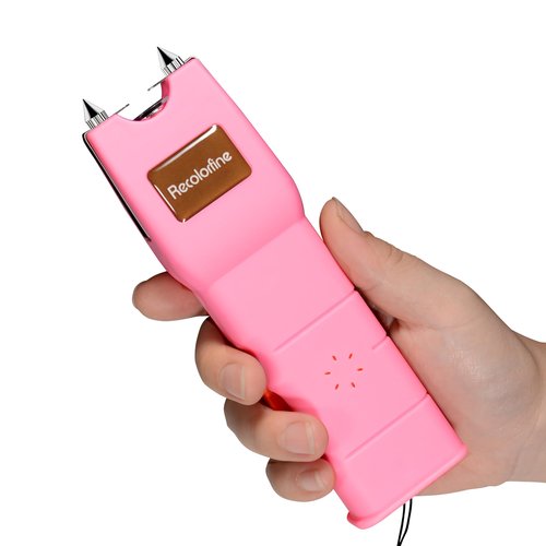 Stun Gun with LED Flashlight for Women Self Defense Rechargeable Stun Guns with Safety Switch (Pink)