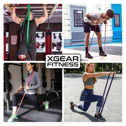 XGear Fitness Pull Up Assist Bands - Heavy Duty Resistance Bands for Body Stretching, Powerlifting, Resistance Training (Black)