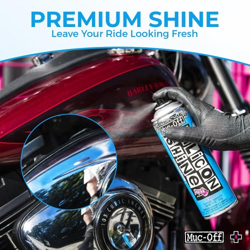 Muc-Off Silicon Shine 500ml, 2-Pack | Quick-Dry & Dirt-Repellent | Enhances Metal, Plastic & Rubber | Suitable for Bicycles, Motorcycles, ATVs & UTVs