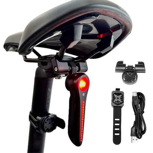 PicnaRizer Bike Taillight - 6 Smart Modes Brake+Light+Movement Sensing - 100 Lumens Bicycle Rear Tail Light with Quick Release Brackets Set for Saddle & Seatpost,Tpye-C Rechargeable, IP65 Waterproof