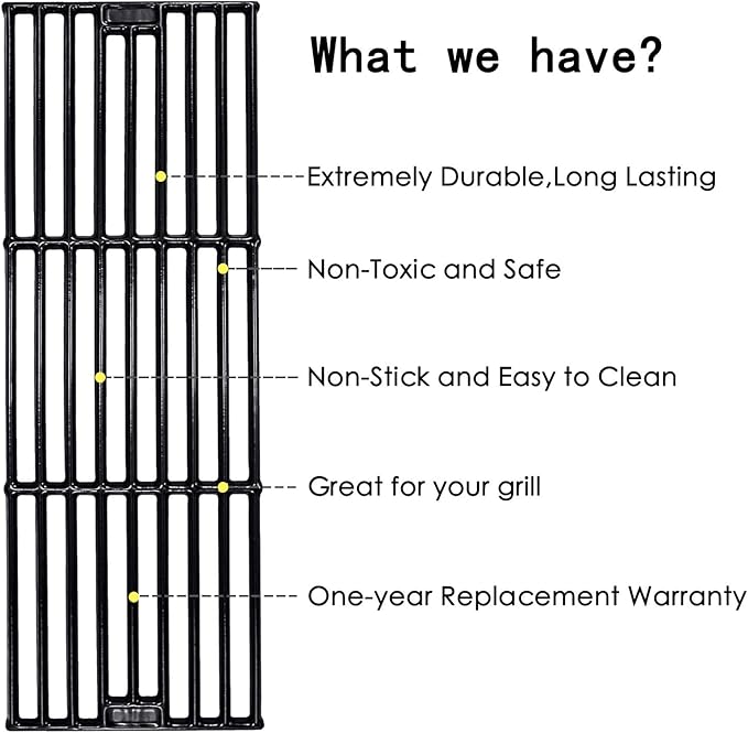 Hisencn Porcelain Cast Iron Cooking Grates for Char-Griller Duo 5050, 3001, 5650, 3008, 3030, 3725, 4000, 2121, King Griller 3008 5252, 19.75'' Grill Grates for Char Griller 5050 Replacement Parts