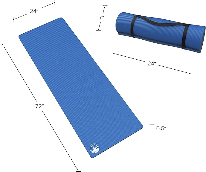 Set of 2 Foam Sleeping Mats for Camping – 0.5-Inch Waterproof Sleep Pad Set with Carry Straps for Cots, Tents, or Sleepovers by Wakeman (Blue)