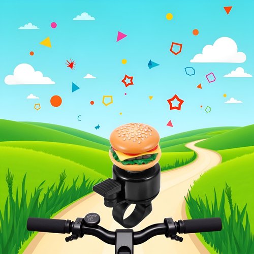 Hamburger Bike Bell Funny Cartoon Cheeseburger Bike Bell Loud Crisp Clear Sound for Balance Bike,Scooter,MTB Road Cruiser Bikes Accessories Cycling(ZS583)