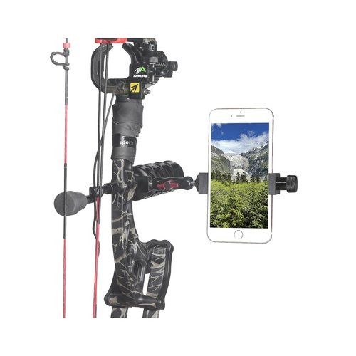 DRUSERY Bow Phone Mount for The Use of Camera of Cell Phone Bow Smartphone All-Aluminum Holder Accessory Compound Bow Hunting Phone Bracket