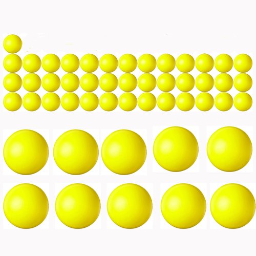 Lambid 50 X .68 Cal Nylon Balls Reusable for Training, .68 Caliber Solid Plastic Ammo Kinetic Projectiles Compatible with Byrna SD/EP/LE for Self Defense and Target Practice (Yellow)
