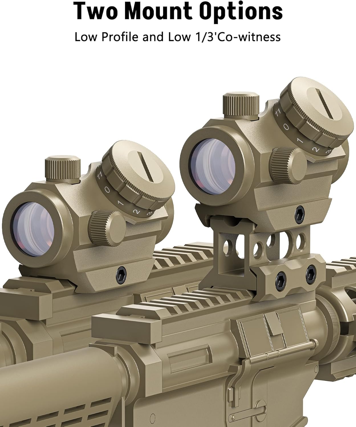 MidTen 2MOA Red Dot Sight 1x25mm Reflex Sight Waterproof & Shockproof & Fog-Proof Red Dot Scope with 1 inch Riser Mount