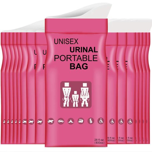 Landhood Disposable Urine Bags with Absorbent Pad in Portable Urinal Pee Bags Resealable Unisex for Traffic Jam Travelling On-The-go 12 Pack