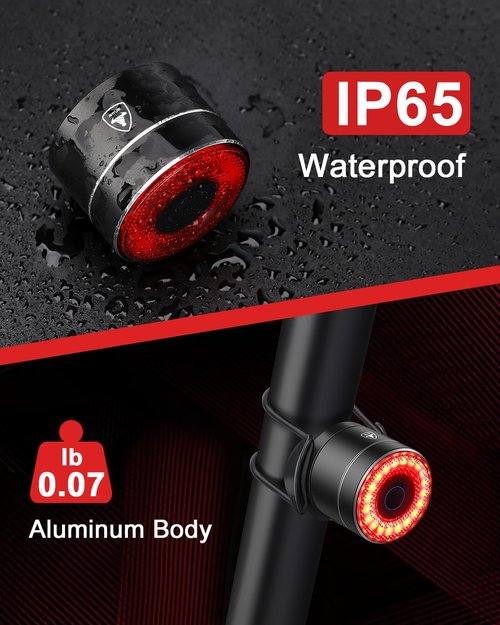 EQIIO Smart Bike Tail Light Brake Sensing Rear Lights, Bike Lights for Night Riding Rechargeable Auto On/Off, Ultra Bright Bicycle Light Waterproof, LED Cycling Safety Warning Taillight Accessories