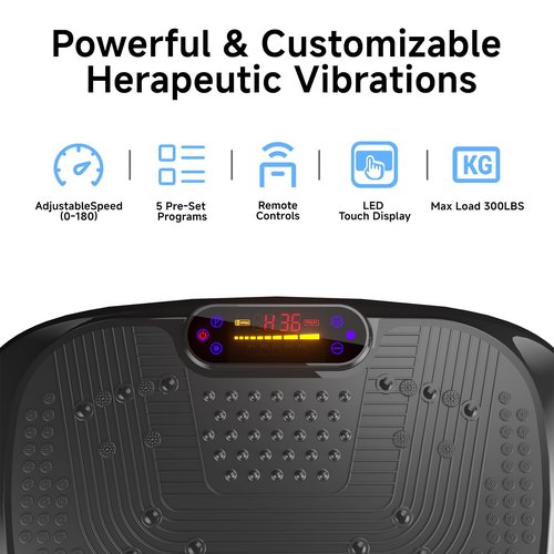 VANMED Vibration Plate Exercise Machine with Bands,Whole Body Workout Vibration Fitness Platform for Weight Loss,Shaping,Lymphatic Drainage,Toning Wellness