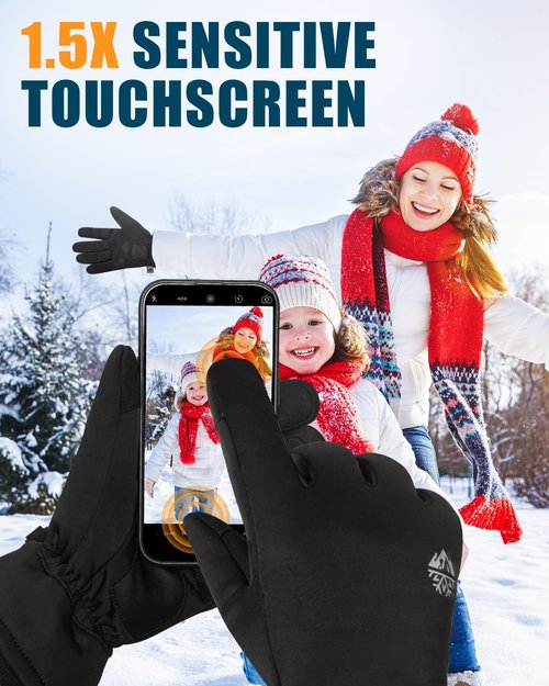 RIGWARL Thick Winter Gloves Men Women, Gloves for Cold Weather with Extended Cuffs, Warm Thermal Windproof Touchscreen Glove for Running, Hiking, Skiing, Snow, Walking The Dog, Camping, Biking