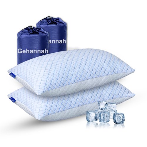 Gehannah Travel Pillow - Large 2 Pack Compressible Camping Pillow for Sleeping - Shredded Memory Foam with 2 Storage Bags - Supportive for Adults, Kids, Outdoor, Backpacking, Hiking Gear