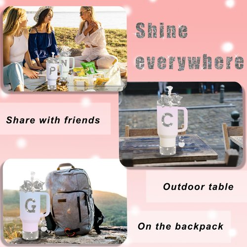 XIANGYUAN Stanley Accessory Set Includes 10mm Straw Cover,Bow Cup Decoration,Personalized Stickers for Water Bottle and Other Accessories,Suitable for 30and40oz Stanley Cup(White T)