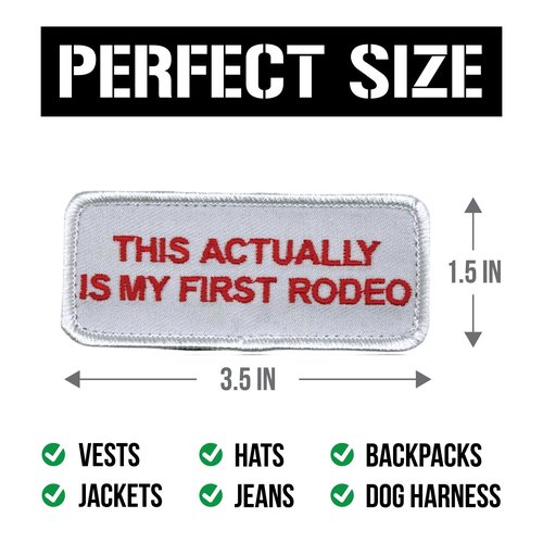 Western Patches - This Actually is My First Rodeo | Cowboy Cowgirl Patches for Hat, Vest, Backpack | Hook and Loop Patch (Embroidered)