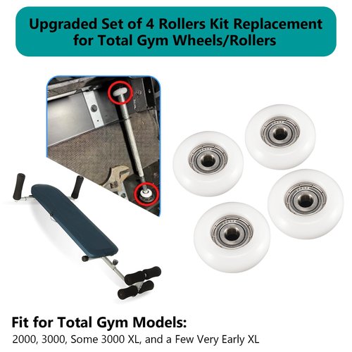 PFCKE Total Gym Replacement Set of 4 Wheels/Rollers for Models 2000, 3000, Some 3000 XL, and a Few Very Early XL(White)
