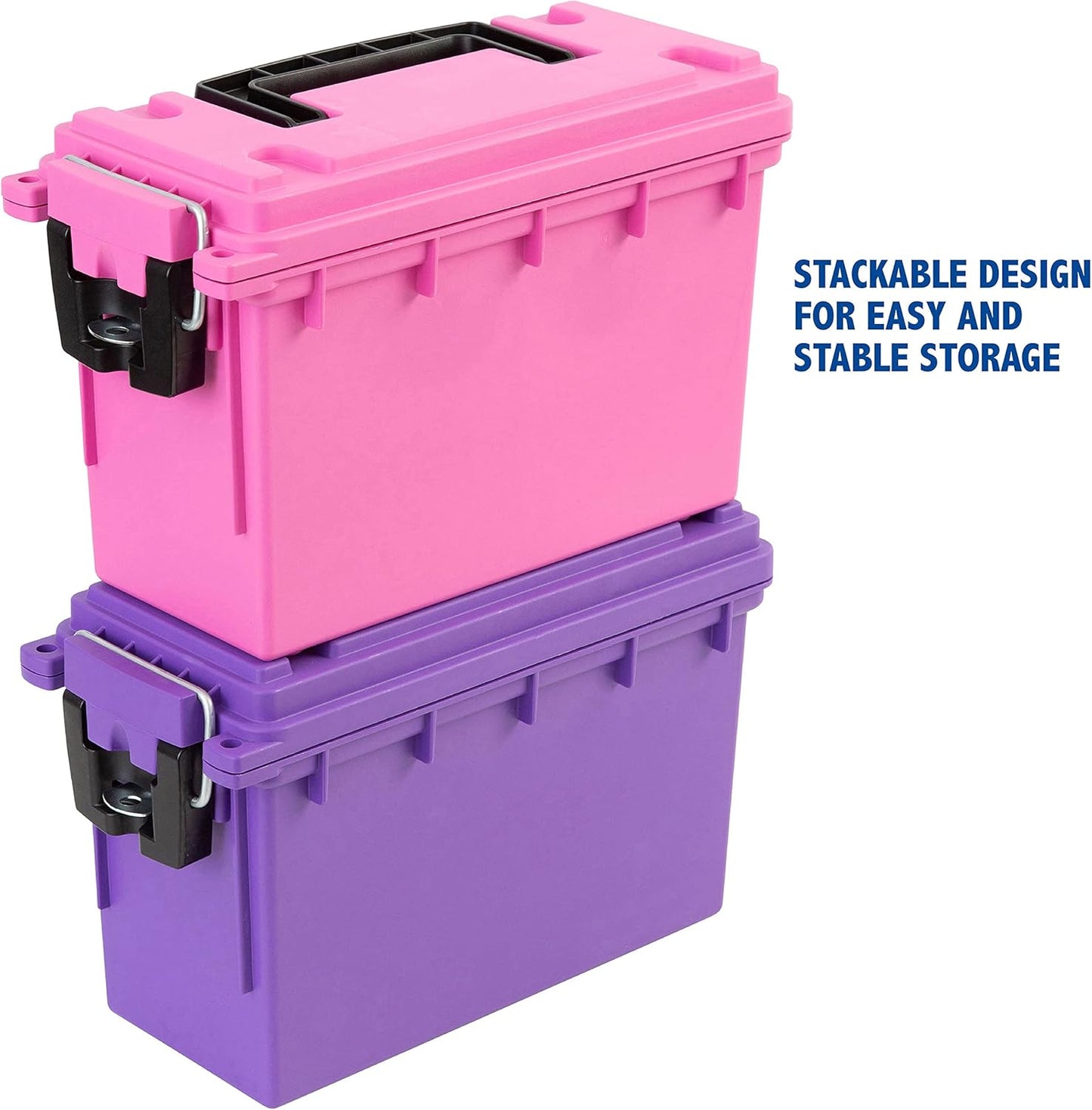 Sheffield 12629 Ammo Storage Box, Stackable .30 Cal Field Boxes, Water and Dust Resistant, Lockable Storage Box with Handle, Secures Hunting Gear, Supplies, and Bullets, Made in USA, Black, 1-Pack