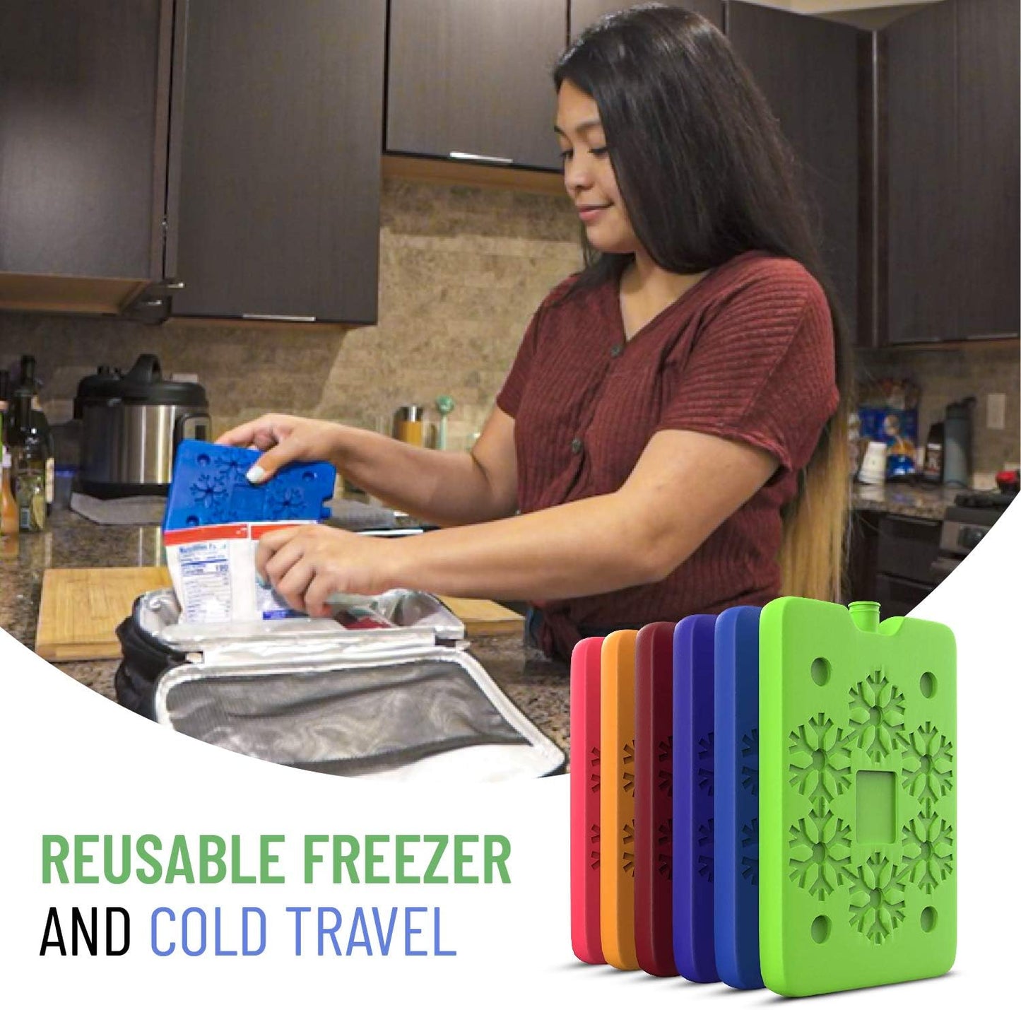 TrekProof Ice Packs for Lunch boxes and Coolers | Bento Lunch Box Ice Packs, Cooler Bag for Work, School, Picnic or Camping | Reusable Small Freezer Pack, Adult and Kid Friendly