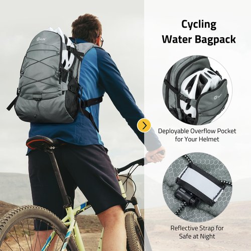 CVLIFE Hydration Backpack with 3L Water Bladder, Hiking Water Backpack for Men Women, Lightweight Hydro Hydration Pack Lightweight Insulation Water Bag for Running, Cycling Rave and Biking, Grey