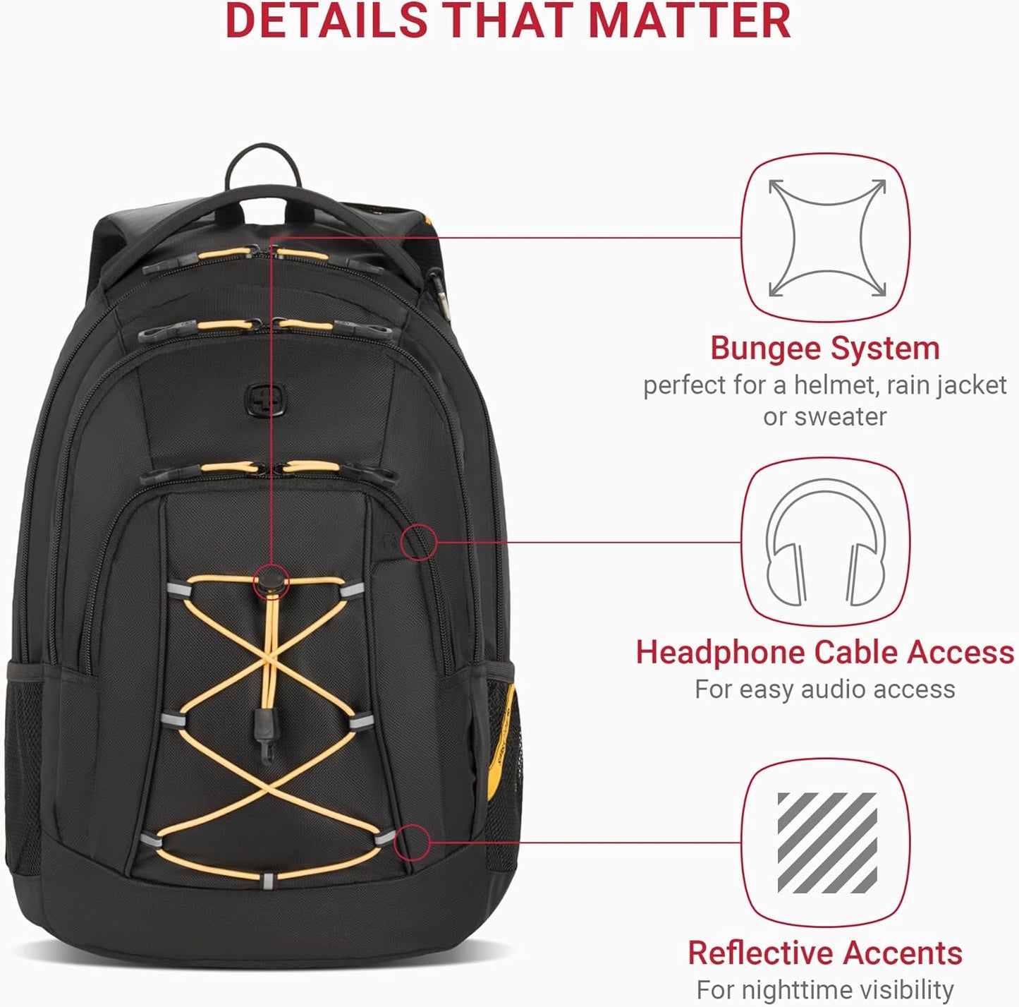SwissGear 1186 Bungee Backpack, Grey (Laptop Version), 17.75 inch