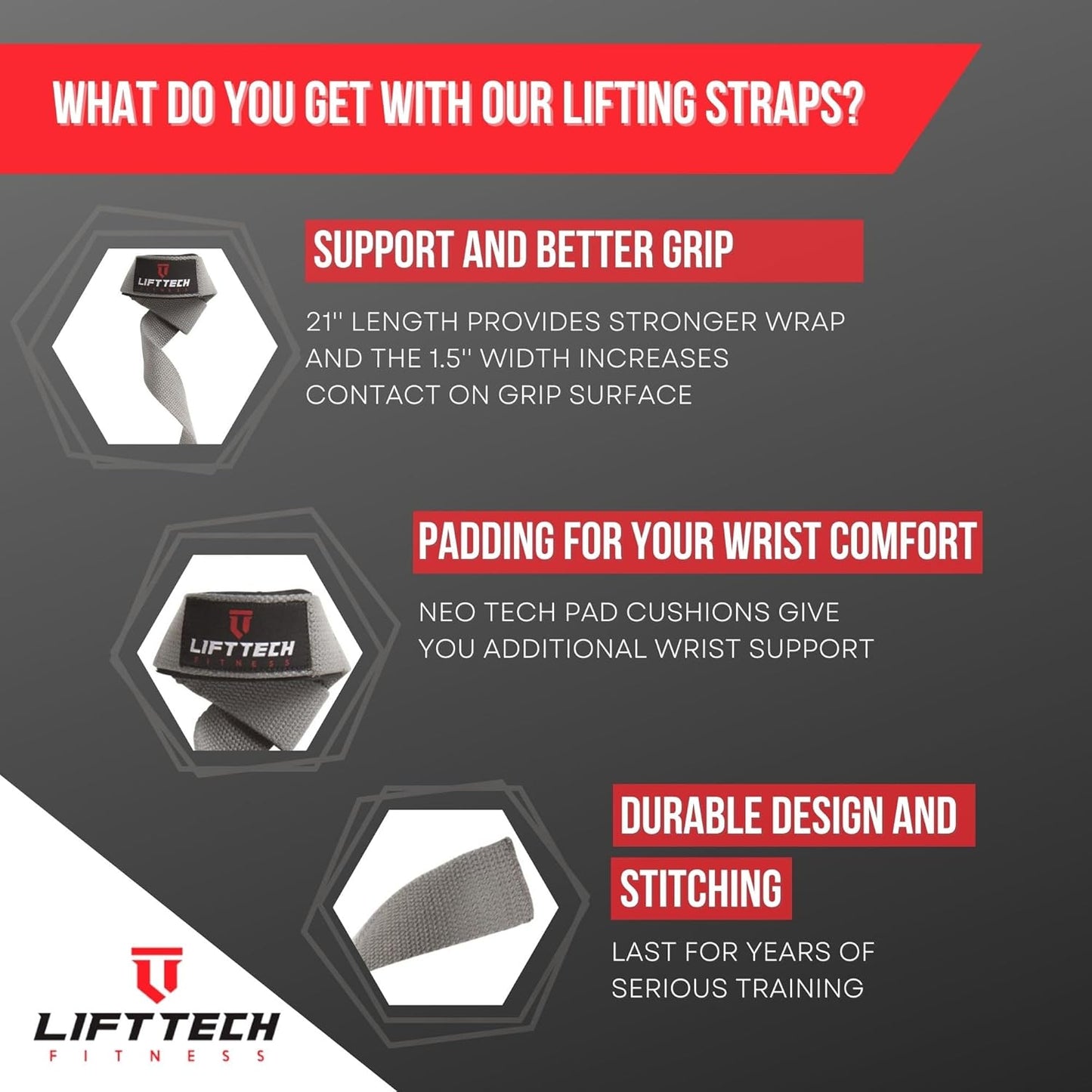 Weight Lifting Straps For Men and Women - Cotton Gym Straps for Weightlifting, HIIT, Strength Training - Pull ups & Deadlift Straps - Lifting Wrist Straps - One Size