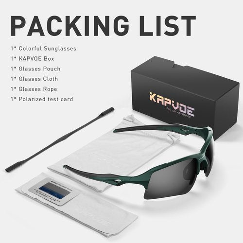 KAPVOE Cycling Glasses Sports Sunglasses Polarized Men Women Baseball Running Mountain Bike Golf MTB Driving